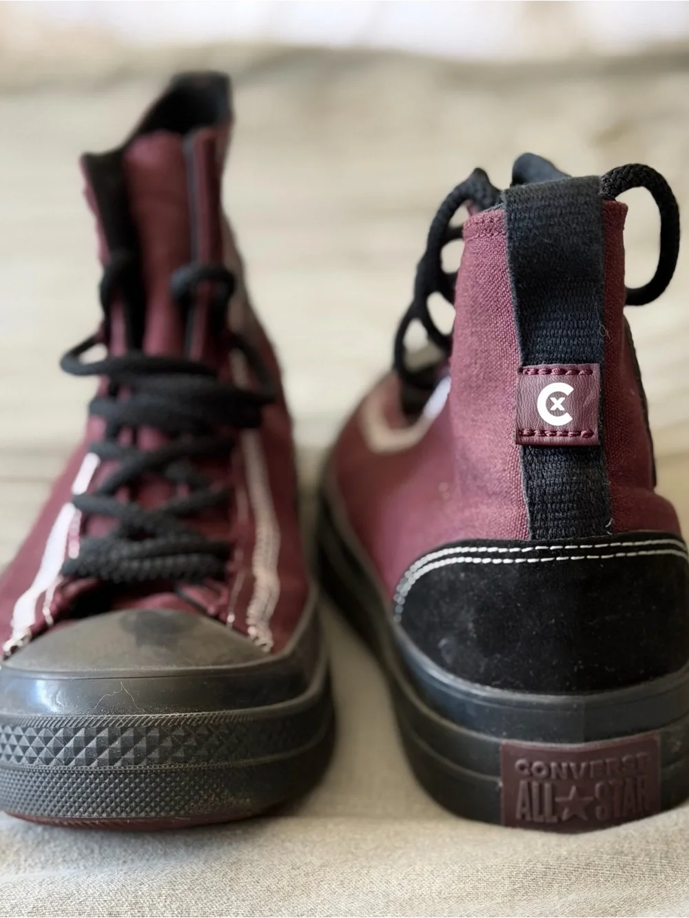 Converse Burgundy and Black High-Top Sneakers with Black Trim - Picture 4 of 8